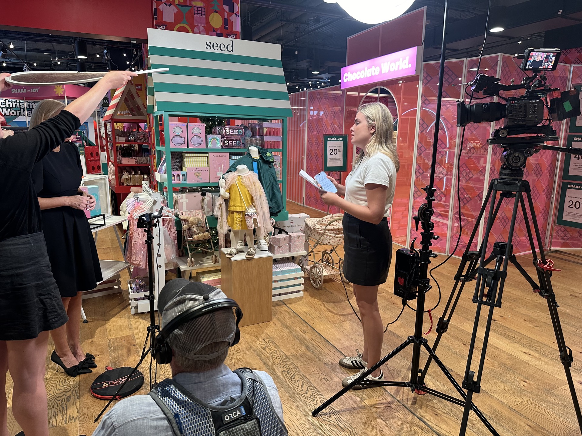 Zarco Creative filming a presenter at a Sydney retail activation